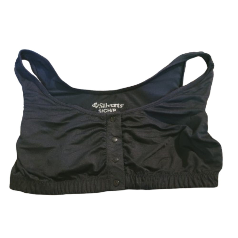 Silverts Black Button-Front Bra Comfort Snap Front Bra For Seniors Small